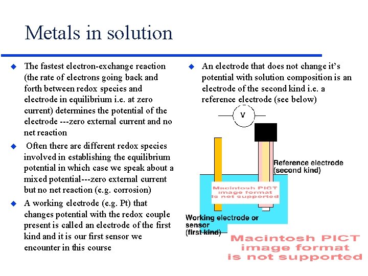 Metals in solution u u u The fastest electron-exchange reaction (the rate of electrons