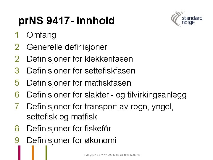 pr. NS 9417 - innhold 1 2 2 3 5 6 7 Omfang Generelle
