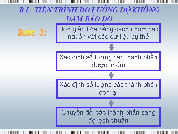 B. I. TIẾN TRÌNH ĐO LƯỜNG ĐỘ KHÔNG ĐẢM BẢO ĐO Đơn giản hóa