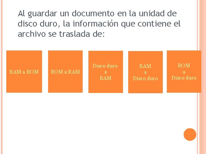 Al guardar un documento en la unidad de disco duro, la información que contiene