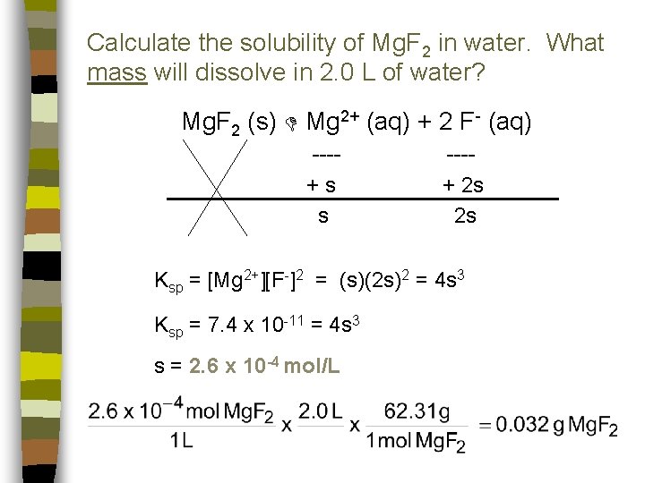 Calculate the solubility of Mg. F 2 in water. What mass will dissolve in