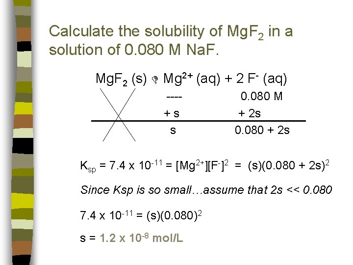 Calculate the solubility of Mg. F 2 in a solution of 0. 080 M