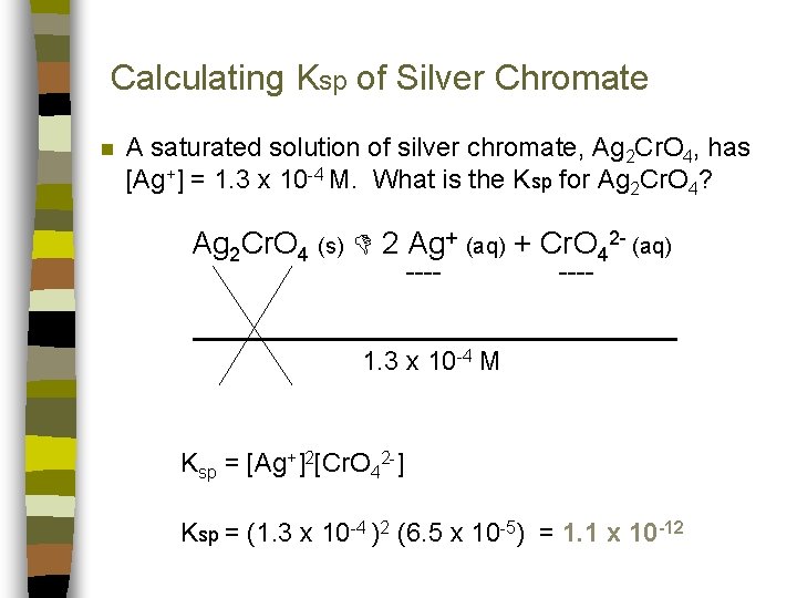 Calculating Ksp of Silver Chromate n A saturated solution of silver chromate, Ag 2