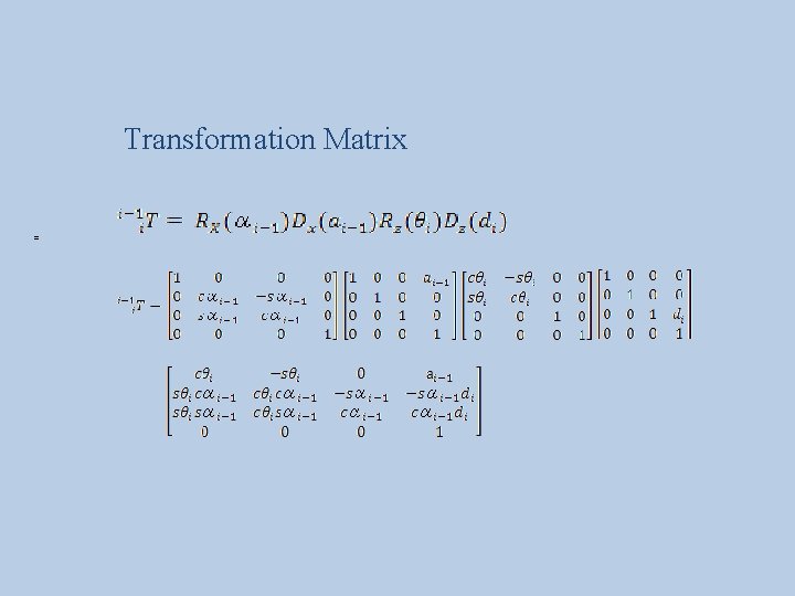 Transformation Matrix = 