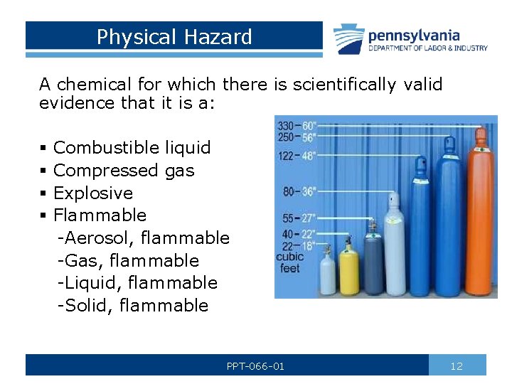 Physical Hazard A chemical for which there is scientifically valid evidence that it is