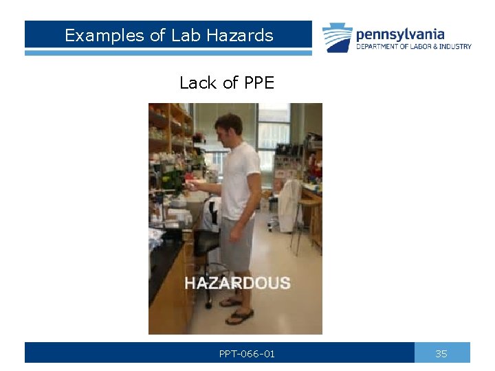 Examples of Lab Hazards Lack of PPE PPT-066 -01 35 