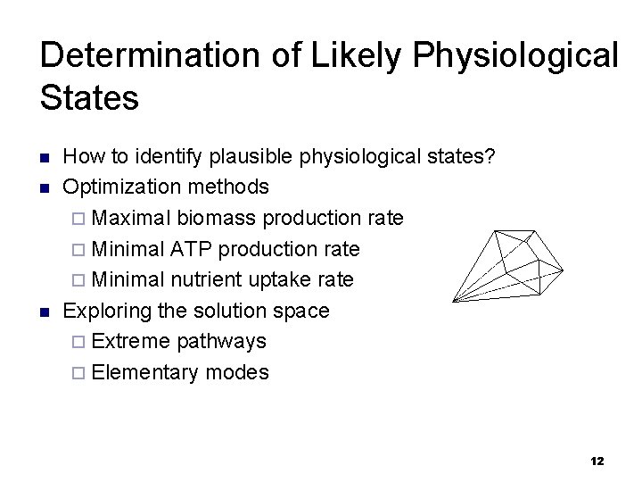 Determination of Likely Physiological States n n n How to identify plausible physiological states?