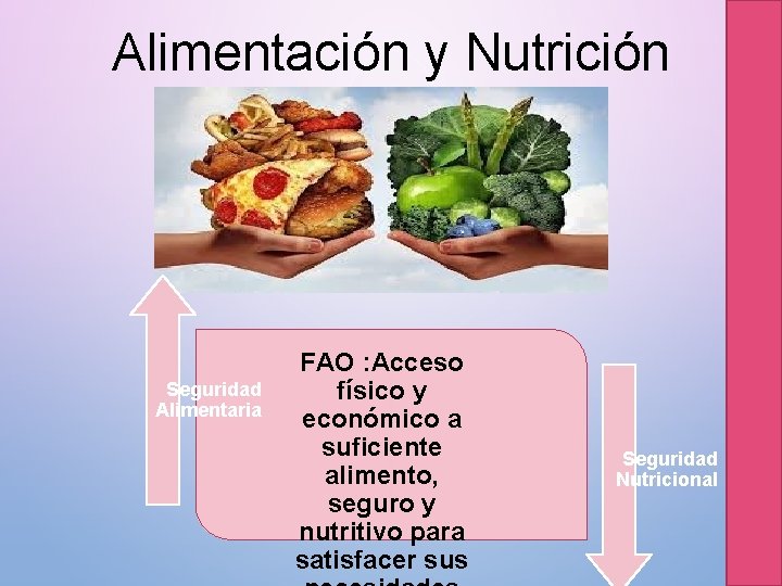 Alimentación y Nutrición Saludable Seguridad Alimentaria FAO : Acceso físico y económico a suficiente