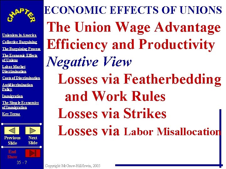 ECONOMIC EFFECTS OF UNIONS Unionism in America Collective Bargaining The Bargaining Process The Economic