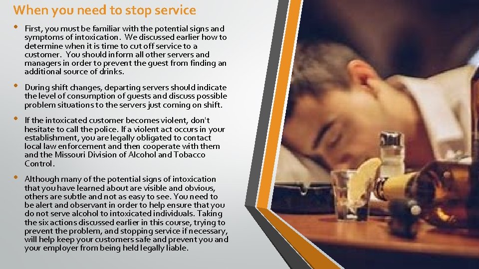 When you need to stop service • First, you must be familiar with the
