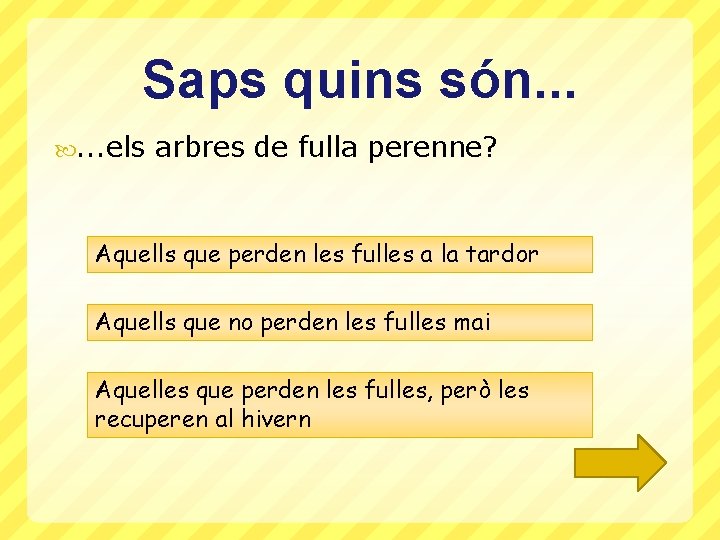 Saps quins són. . . els arbres de fulla perenne? Aquells que perden les