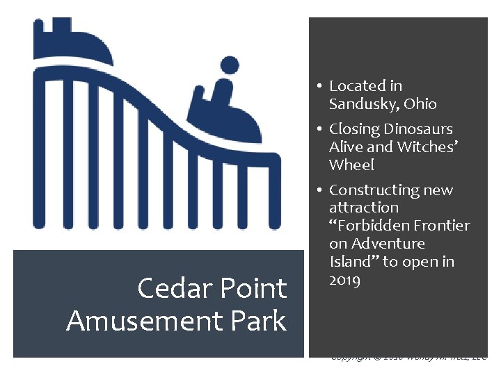 Cedar Point Amusement Park • Located in Sandusky, Ohio • Closing Dinosaurs Alive and