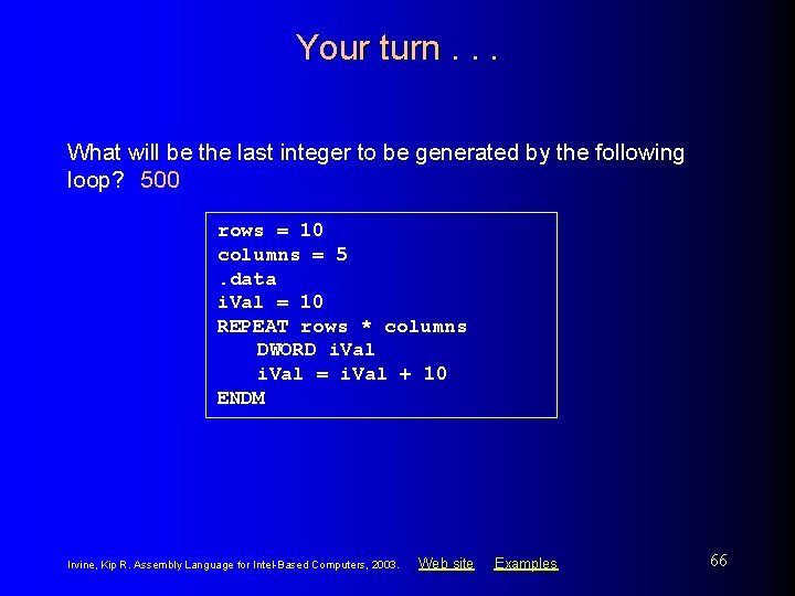 Your turn. . . What will be the last integer to be generated by