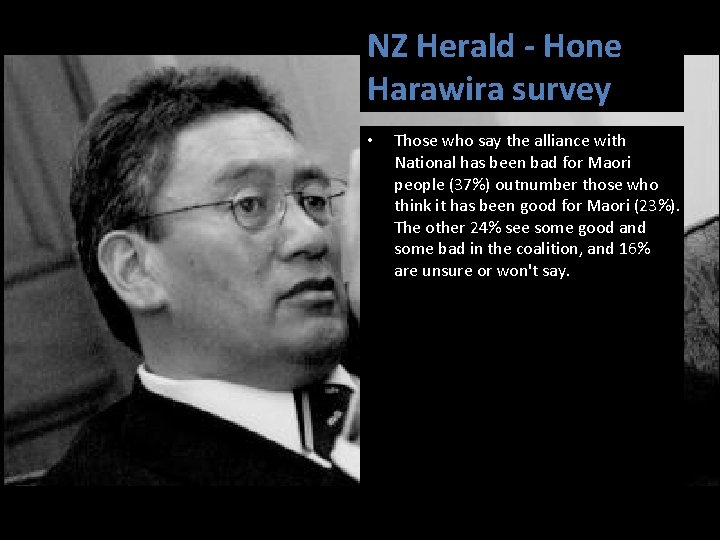 NZ Herald - Hone Harawira survey • Those who say the alliance with National