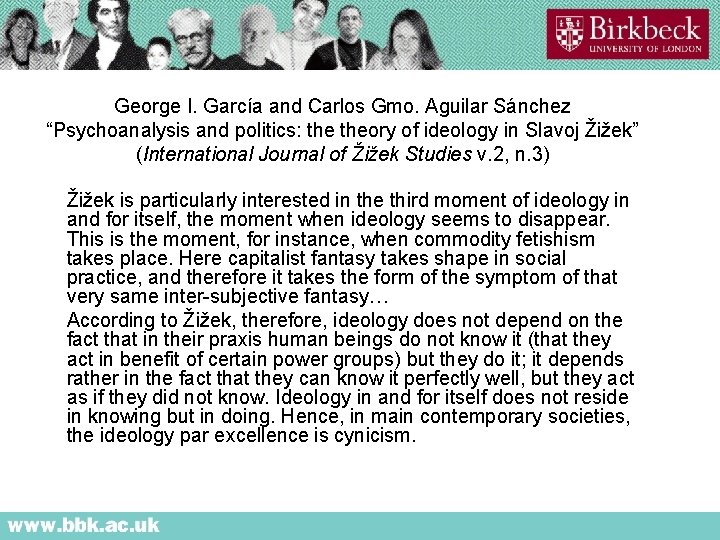 George I. García and Carlos Gmo. Aguilar Sánchez “Psychoanalysis and politics: theory of ideology