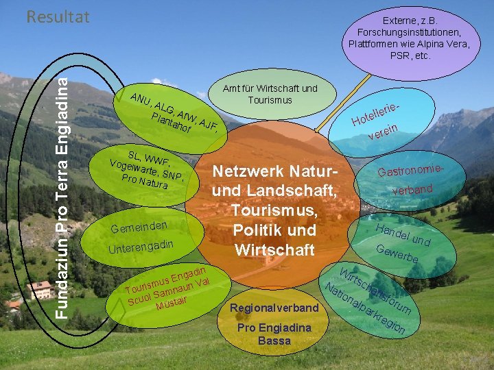 Fundaziun Pro Terra Engiadina Resultat Externe, z. B. Forschungsinstitutionen, Plattformen wie Alpina Vera, PSR,