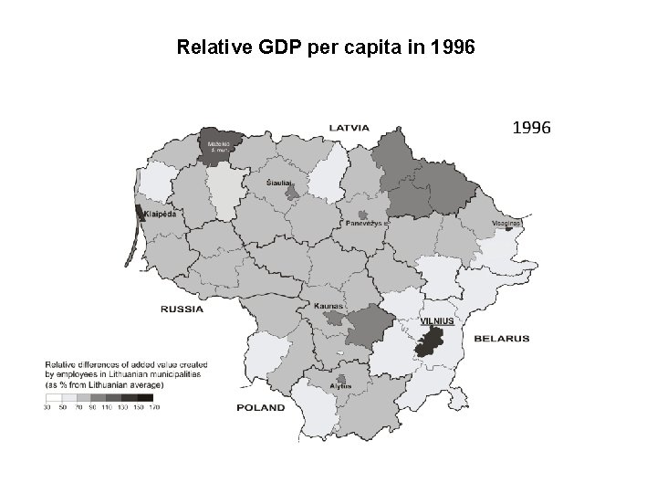Relative GDP per capita in 1996 