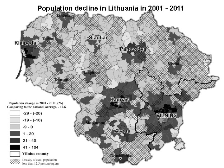 Population decline in Lithuania in 2001 - 2011 