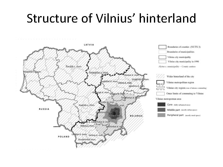 Structure of Vilnius’ hinterland 
