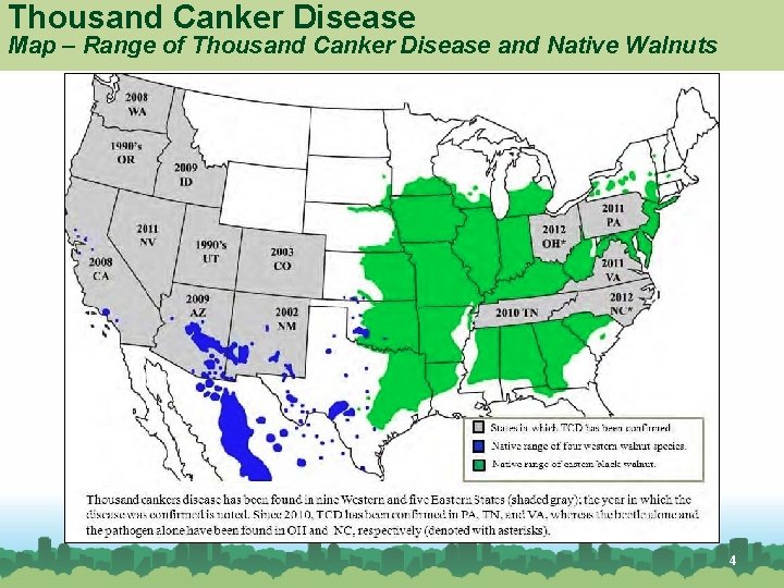 Thousand Canker Disease Map – Range of Thousand Canker Disease and Native Walnuts 4