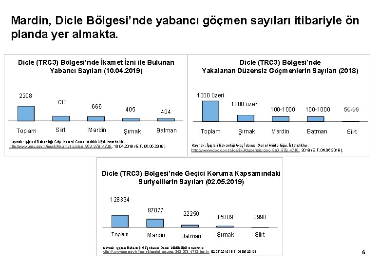 Mardin, Dicle Bölgesi’nde yabancı göçmen sayıları itibariyle ön planda yer almakta. Dicle (TRC 3)
