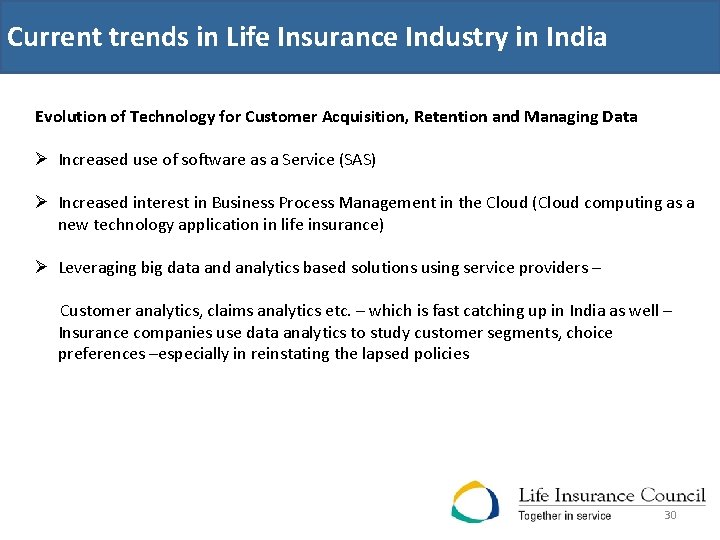 Current trends in Life Insurance Industry in India Evolution of Technology for Customer Acquisition,