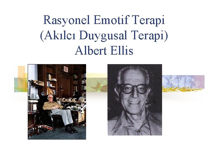 Rasyonel Emotif Terapi (Akılcı Duygusal Terapi) Albert Ellis 