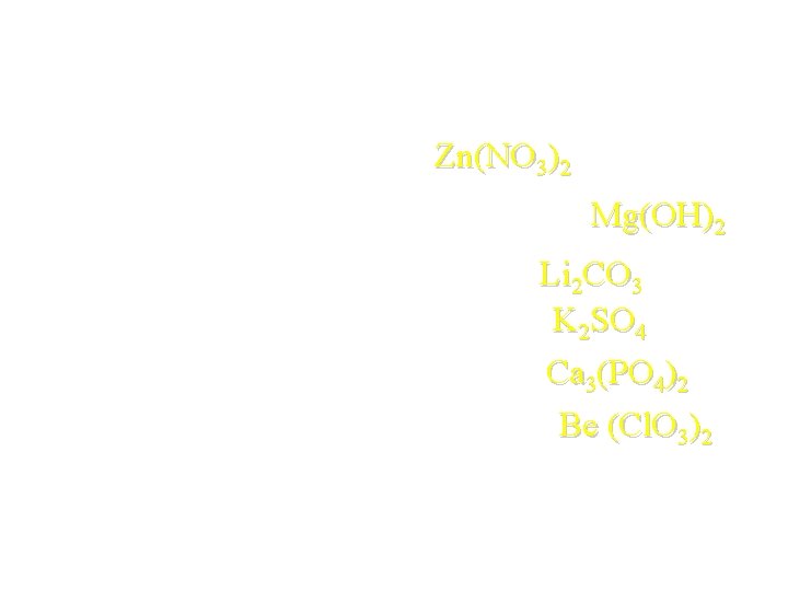 Some of the most challenging are • • • Zn(NO 3)2 Zinc + Nitrate Some of the most challenging are • • • Zn(NO 3)2 Zinc + Nitrate