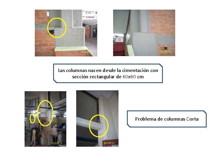 Las columnas nacen desde la cimentación con sección rectangular de 60 x 60 cm