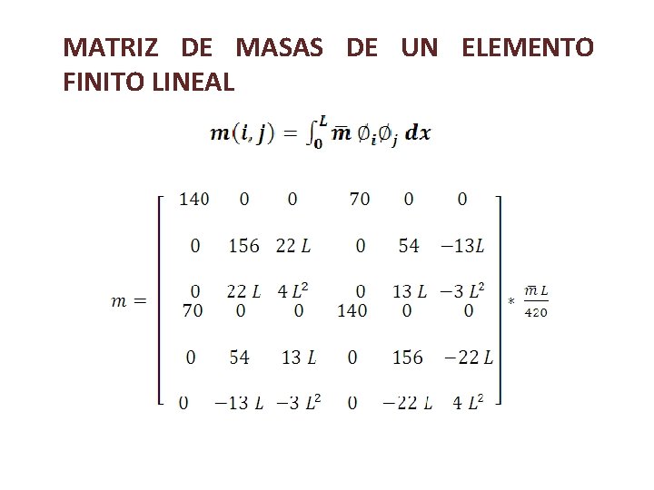 MATRIZ DE MASAS DE UN ELEMENTO FINITO LINEAL 