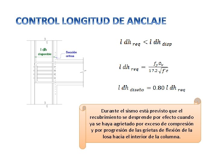 Durante el sismo está previsto que el recubrimiento se desprende por efecto cuando ya