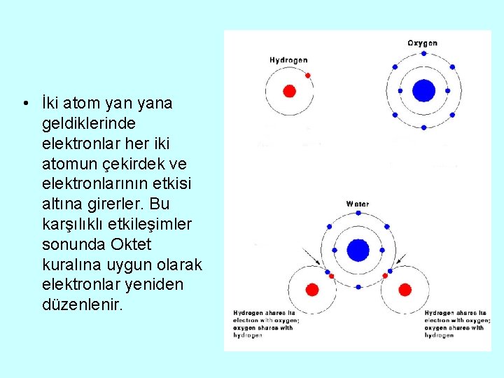  • İki atom yana geldiklerinde elektronlar her iki atomun çekirdek ve elektronlarının etkisi