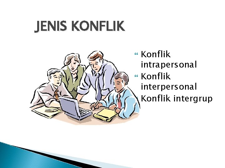 JENIS KONFLIK Konflik intrapersonal Konflik intergrup 