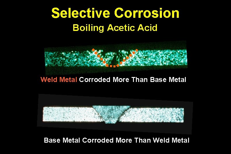 Selective Corrosion Boiling Acetic Acid Weld Metal Corroded More Than Base Metal Corroded More