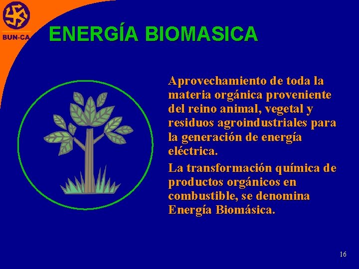 ENERGÍA BIOMASICA Aprovechamiento de toda la materia orgánica proveniente del reino animal, vegetal y