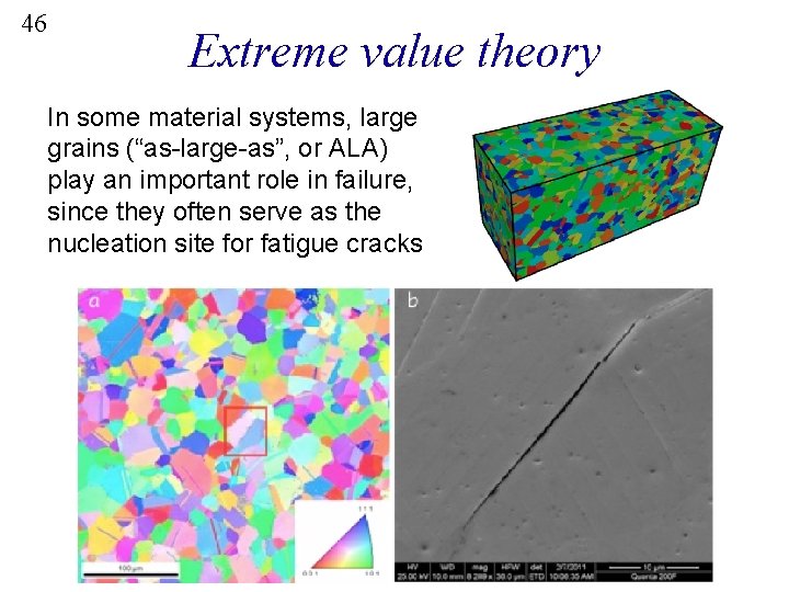 46 Extreme value theory In some material systems, large grains (“as-large-as”, or ALA) play
