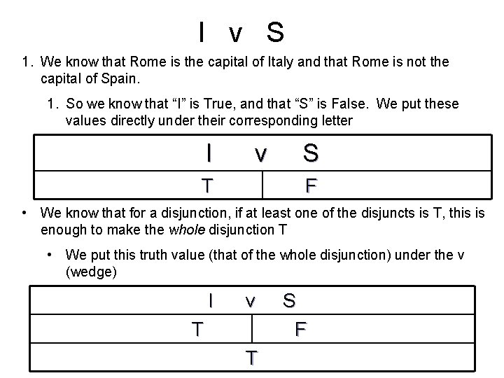 I v S 1. We know that Rome is the capital of Italy and