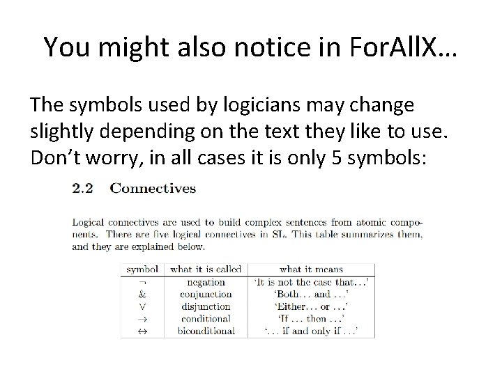 You might also notice in For. All. X… The symbols used by logicians may