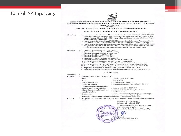 Contoh SK Inpassing 