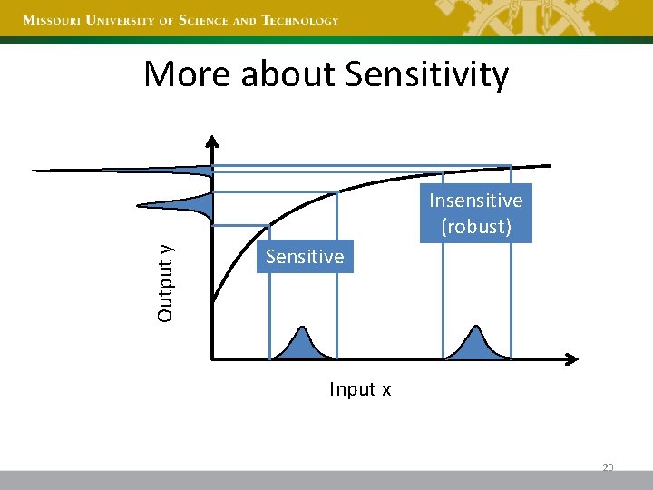 More about Sensitivity Output y Insensitive (robust) Sensitive Input x 20 