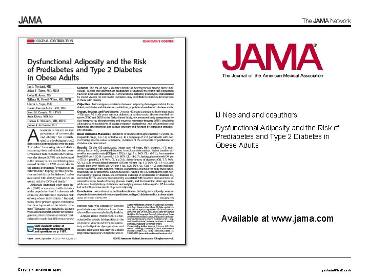 IJ Neeland coauthors Dysfunctional Adiposity and the Risk of Prediabetes and Type 2 Diabetes