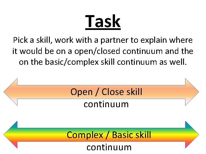 Task Pick a skill, work with a partner to explain where it would be