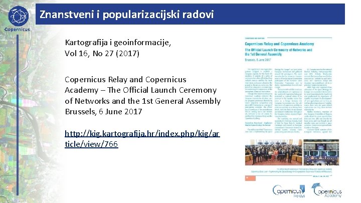 Znanstveni i popularizacijski radovi Copernicus Kartografija i geoinformacije, Vol 16, No 27 (2017) Copernicus