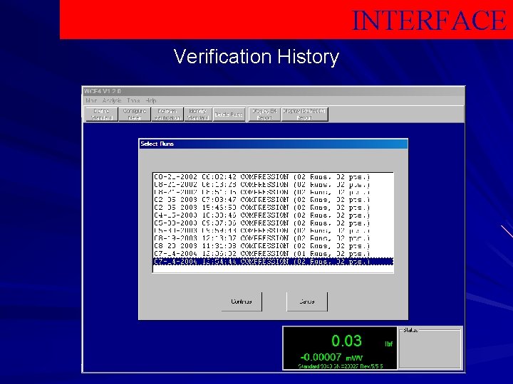 INTERFACE Verification History 
