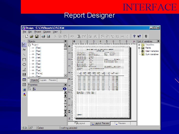 Report Designer INTERFACE 