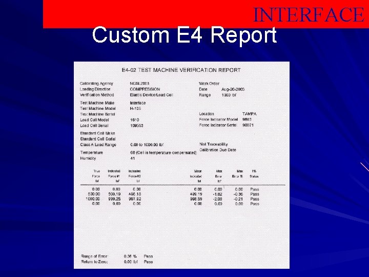 INTERFACE Custom E 4 Report 