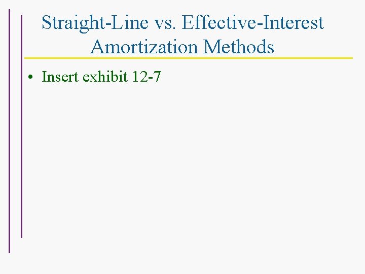 Straight-Line vs. Effective-Interest Amortization Methods • Insert exhibit 12 -7 