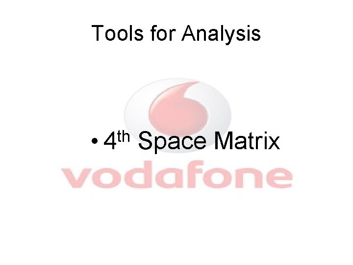 Tools for Analysis th • 4 Space Matrix 