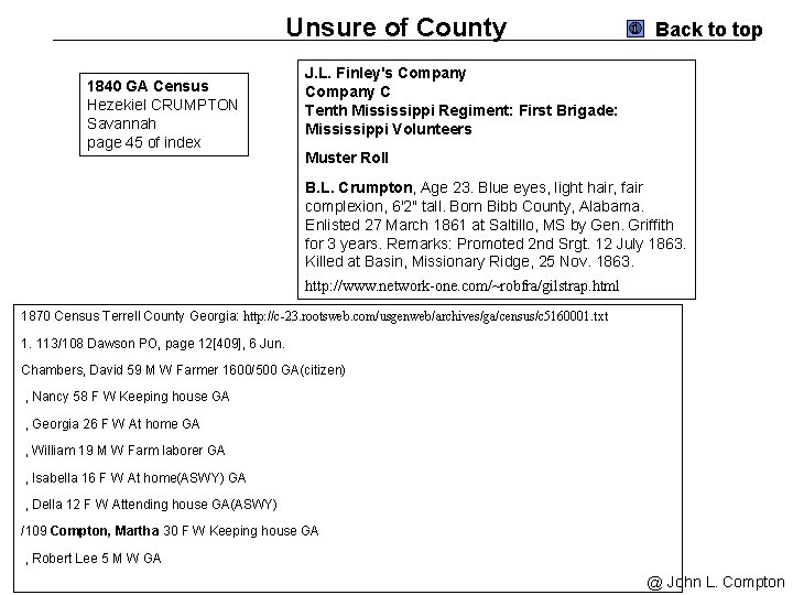 Unsure of County 1840 GA Census Hezekiel CRUMPTON Savannah page 45 of index Back