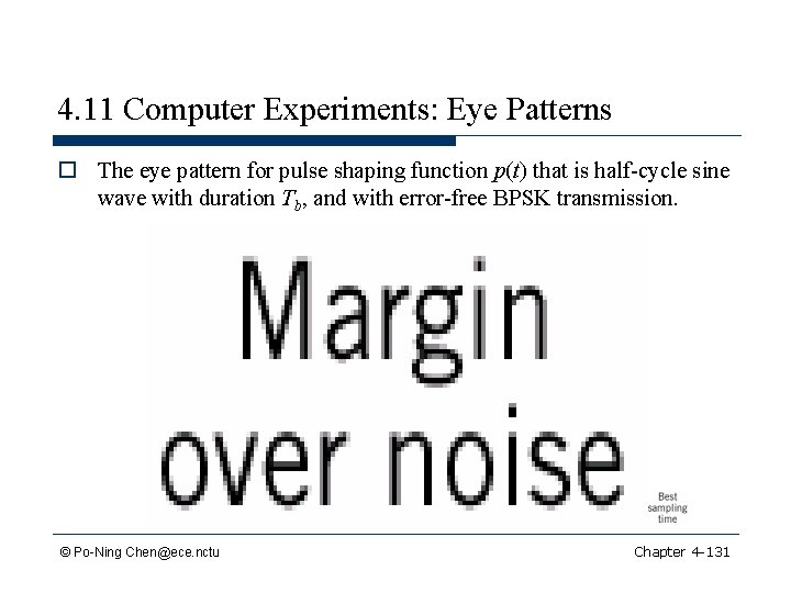 4. 11 Computer Experiments: Eye Patterns o The eye pattern for pulse shaping function